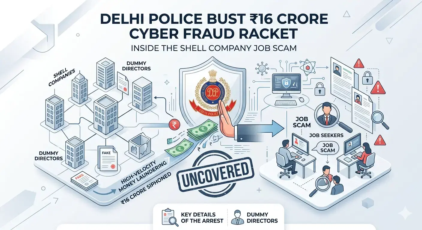 Delhi Police Bust ₹16 Crore Cyber Fraud Racket: Inside the Shell Company Job Scam
