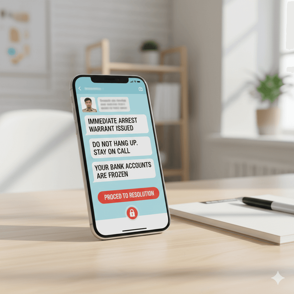 Digital arrest script: secrecy + stay on call