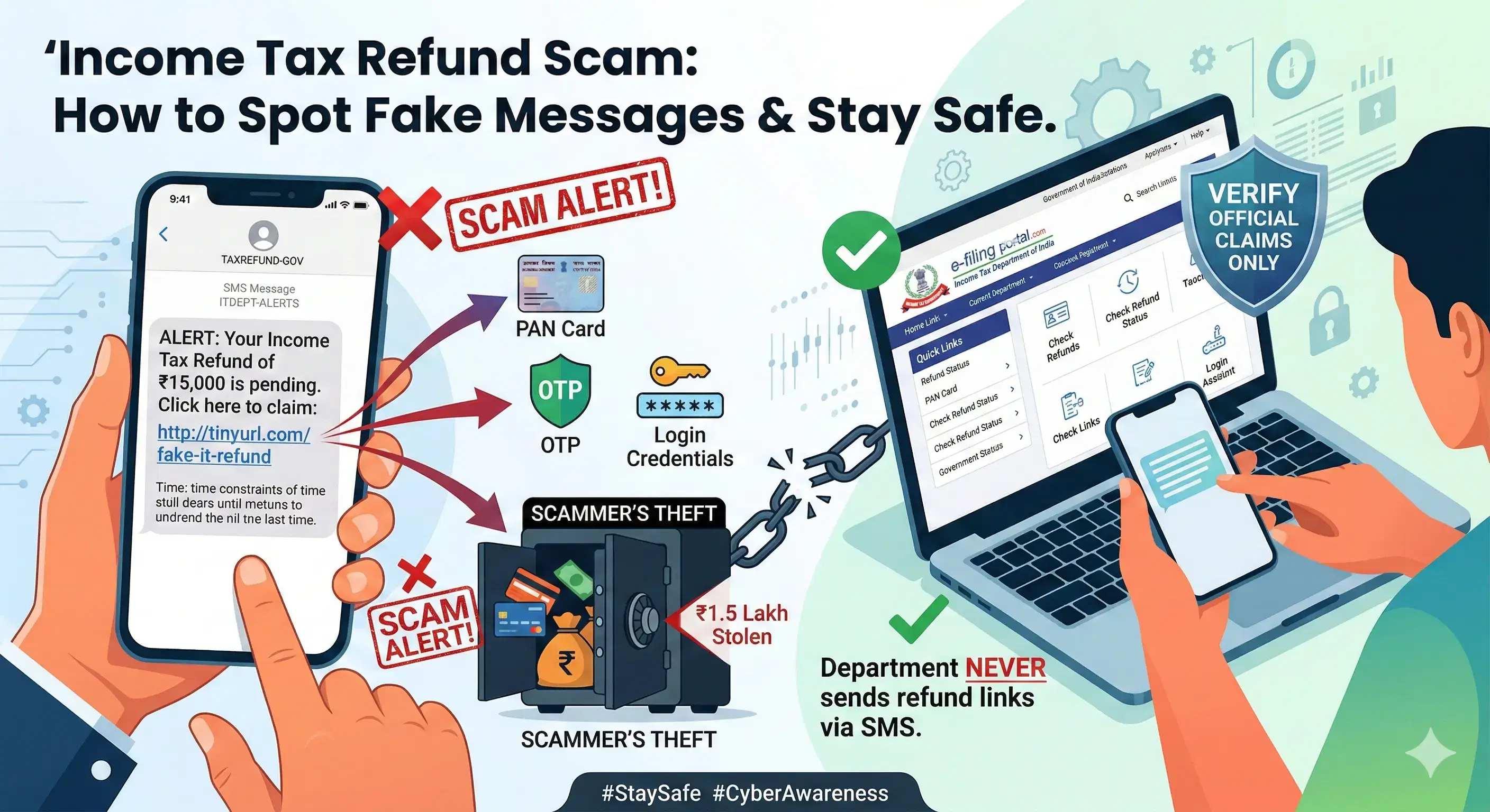 Income Tax Refund Scam: How to Spot Fake Messages & Stay Safe